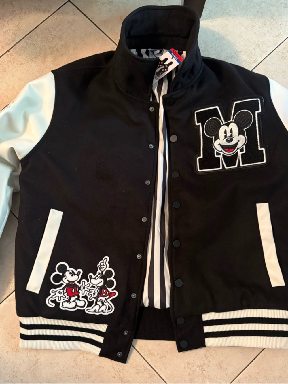 Disney Black and White Mickey Varsity Jacket